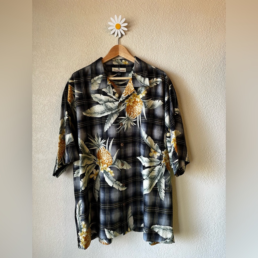 Tommy Bahama Black Plaid Pineapple Shirt
